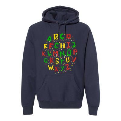 Christmas Lights Alphabet Student Learning Abc Teacher Xmas Premium Hoodie