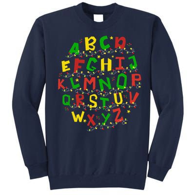 Christmas Lights Alphabet Student Learning Abc Teacher Xmas Tall Sweatshirt