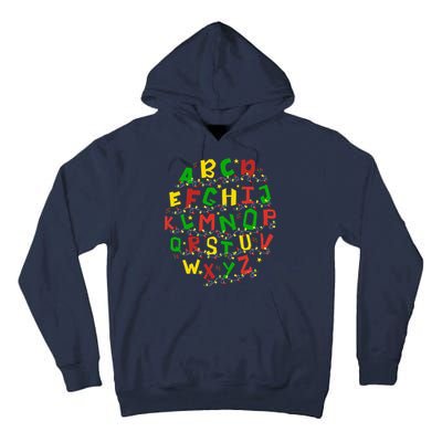 Christmas Lights Alphabet Student Learning Abc Teacher Xmas Tall Hoodie