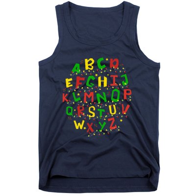 Christmas Lights Alphabet Student Learning Abc Teacher Xmas Tank Top