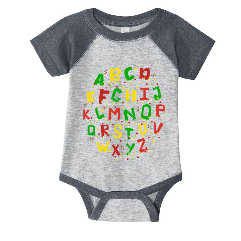 Christmas Lights Alphabet Student Learning Abc Teacher Xmas Infant Baby Jersey Bodysuit