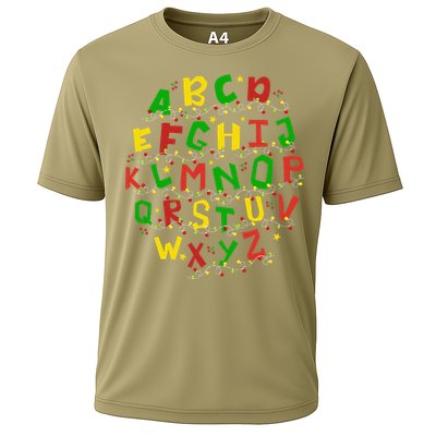 Christmas Lights Alphabet Student Learning Abc Teacher Xmas Cooling Performance Crew T-Shirt