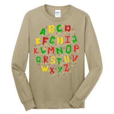 Christmas Lights Alphabet Student Learning Abc Teacher Xmas Tall Long Sleeve T-Shirt