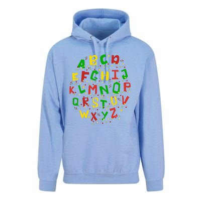 Christmas Lights Alphabet Student Learning Abc Teacher Xmas Unisex Surf Hoodie