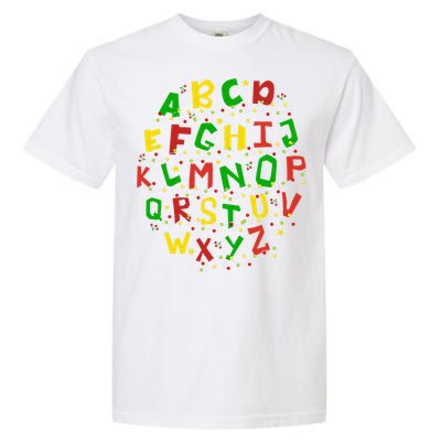 Christmas Lights Alphabet Student Learning Abc Teacher Xmas Garment-Dyed Heavyweight T-Shirt