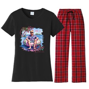 Chillin Like A Felon Funny Trump For President Summer 2024 Women's Flannel Pajama Set