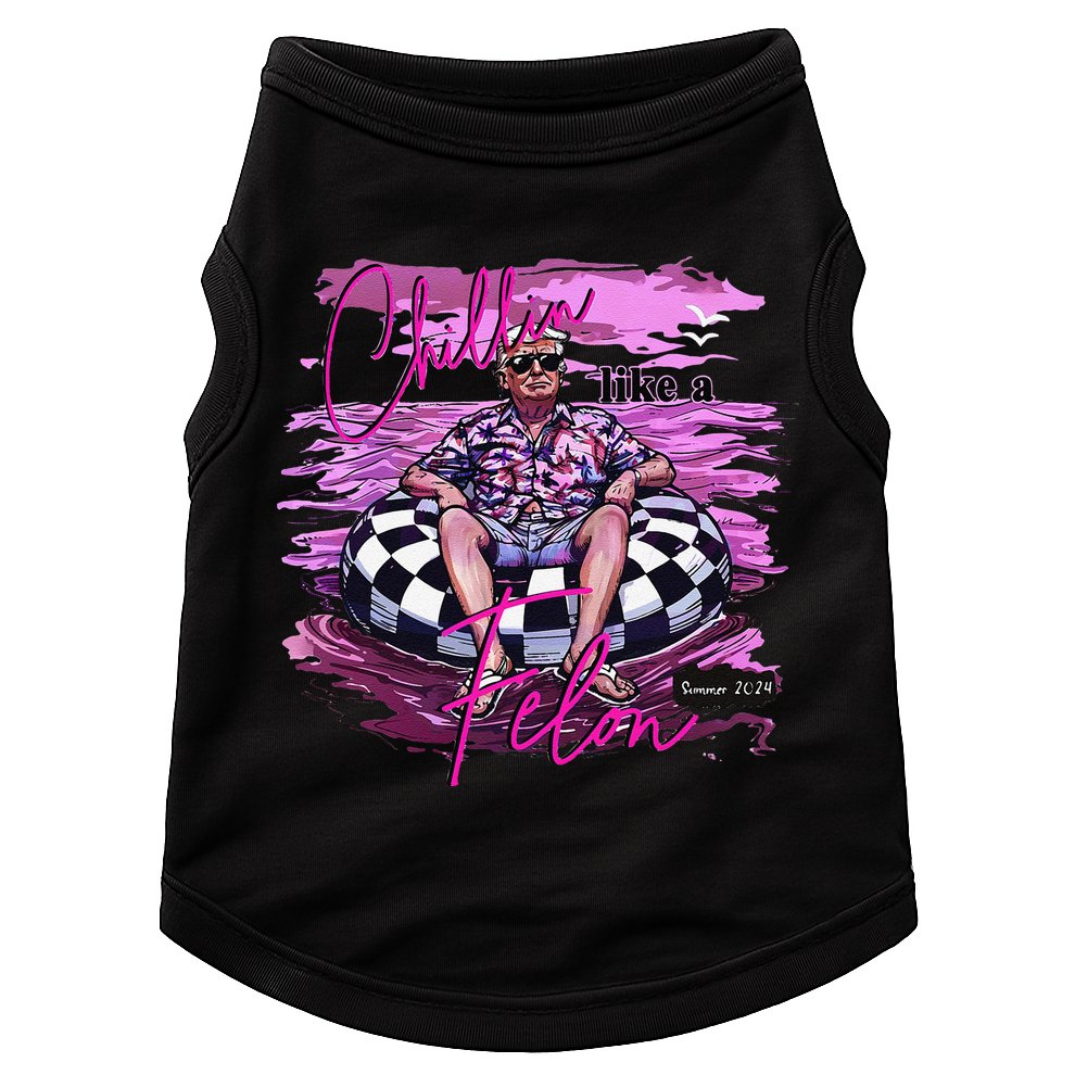 Chillin Like A Felon Retro Summer Pink Funny Trump 2024 Gift Doggie Tank