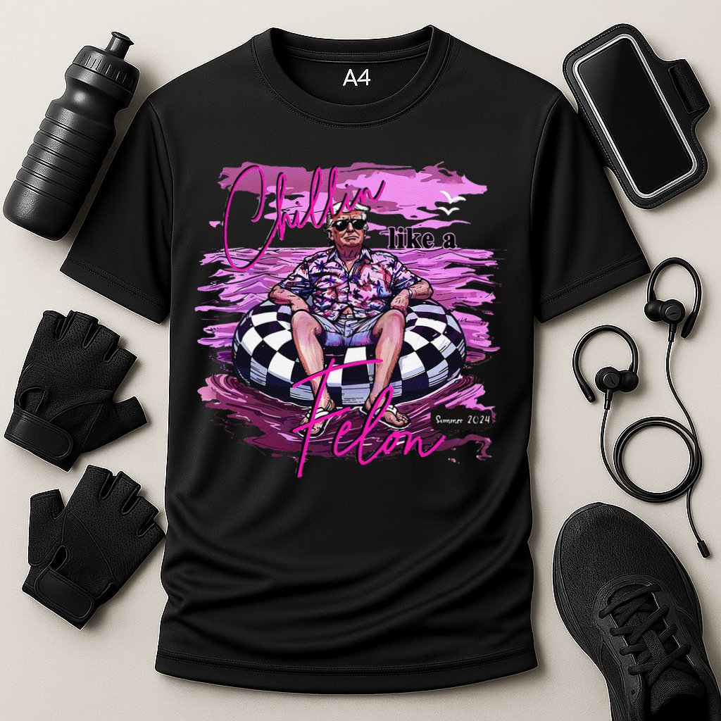 Chillin Like A Felon Retro Summer Pink Funny Trump 2024 Gift Performance Shirt