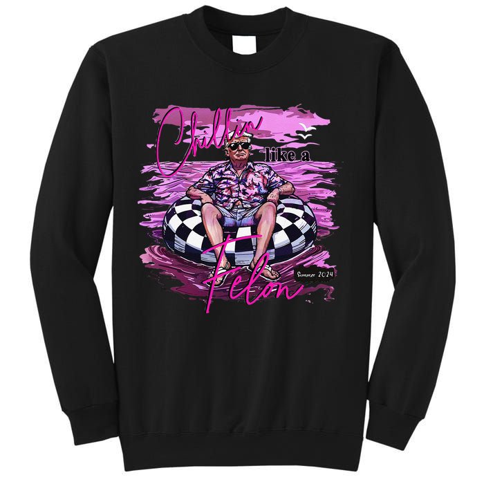 Chillin Like A Felon Retro Summer Pink Funny Trump 2024 Gift Sweatshirt