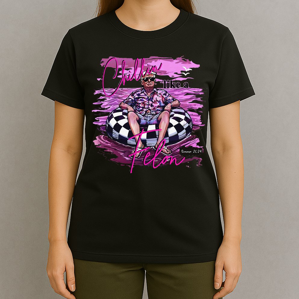 Chillin Like A Felon Retro Summer Pink Funny Trump 2024 Gift T-Shirt