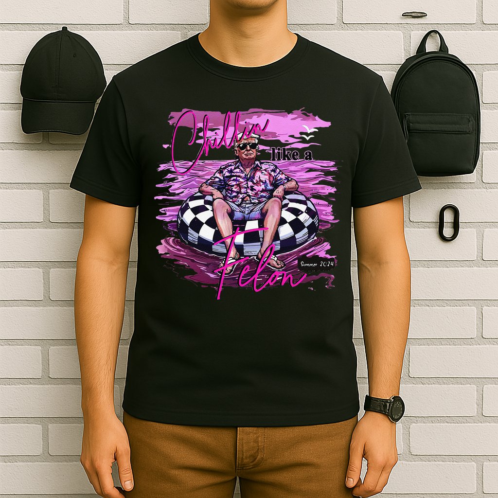 Chillin Like A Felon Retro Summer Pink Funny Trump 2024 Gift T-Shirt