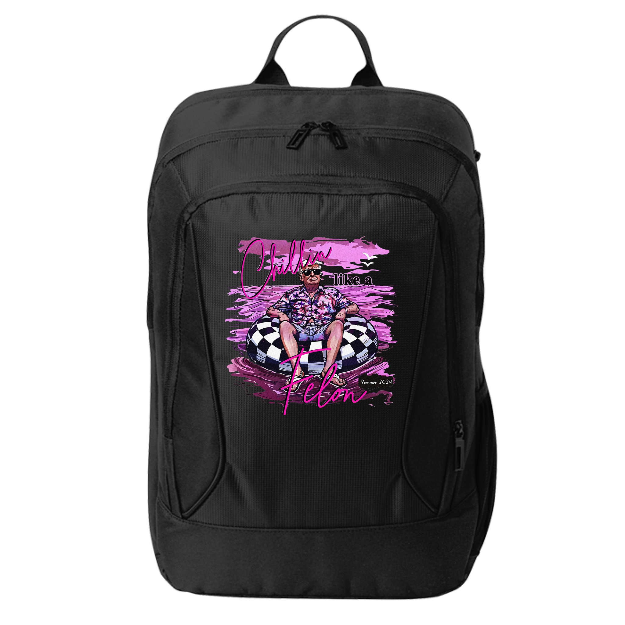 Chillin Like A Felon Retro Summer Pink Funny Trump 2024 Gift City Backpack