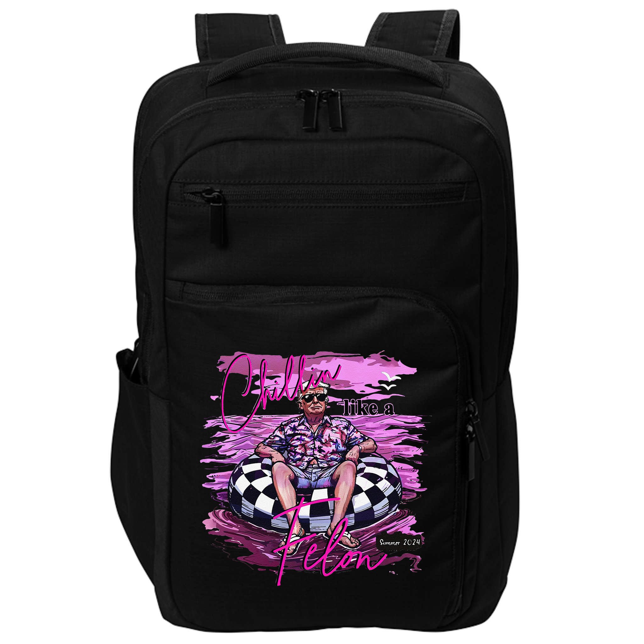 Chillin Like A Felon Retro Summer Pink Funny Trump 2024 Gift Impact Tech Backpack