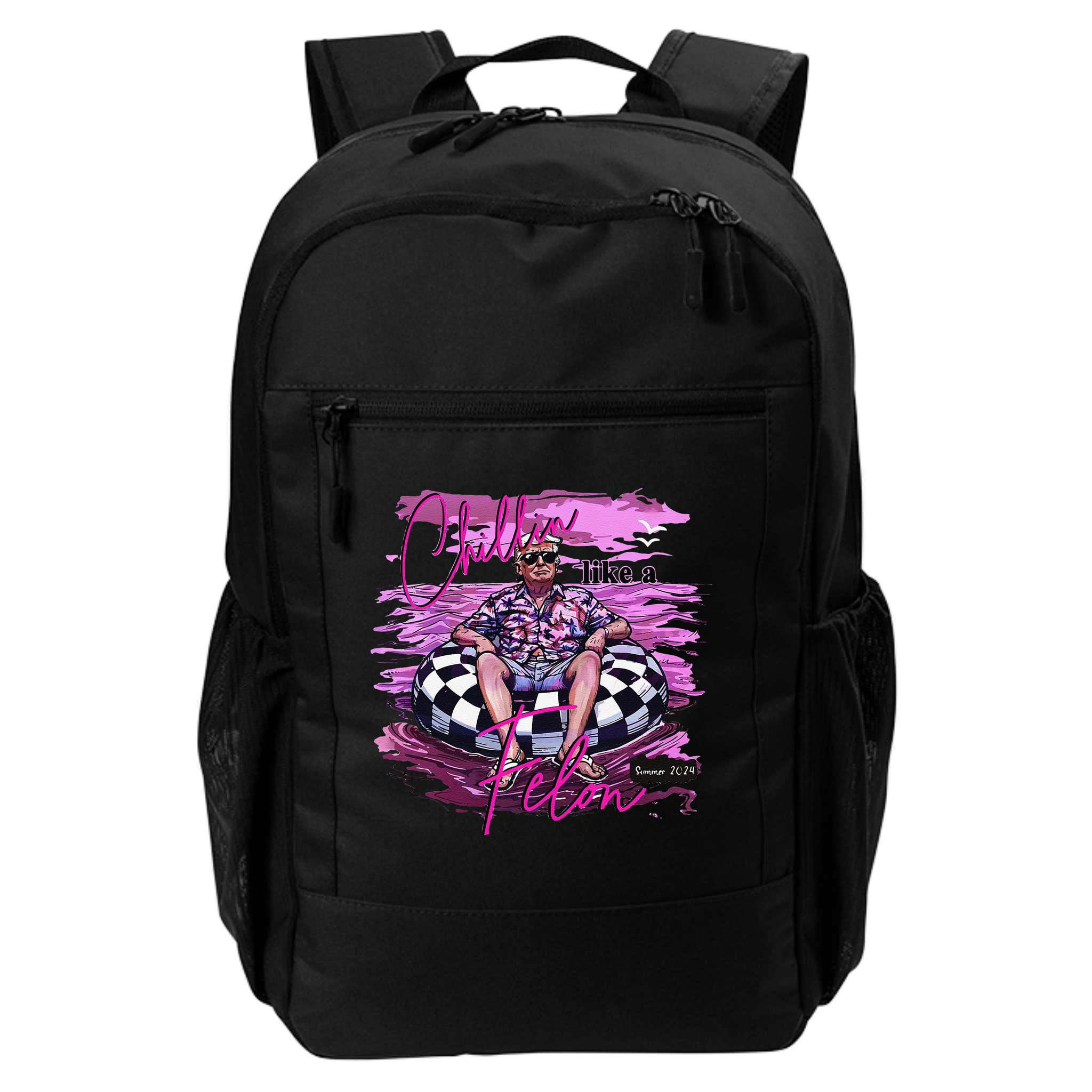 Chillin Like A Felon Retro Summer Pink Funny Trump 2024 Gift Backpack
