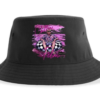 Chillin Like A Felon Retro Summer Pink Funny Trump 2024 Gift Sustainable Bucket Hat