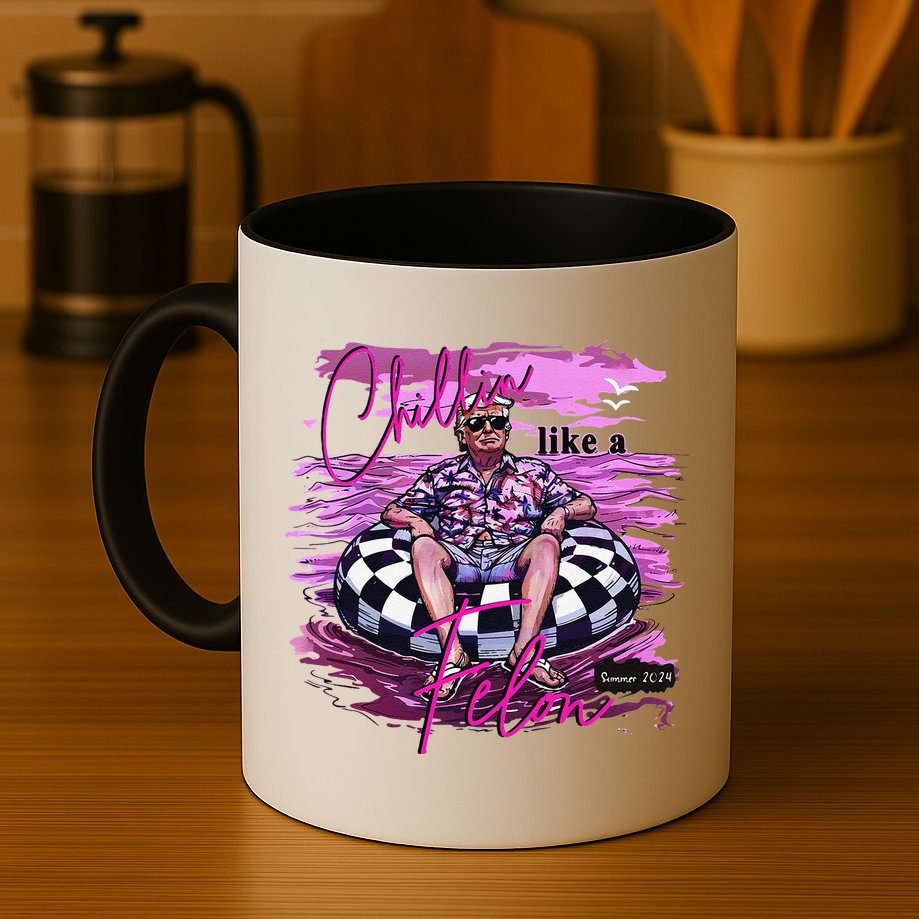 Chillin Like A Felon Retro Summer Pink Funny Trump 2024 Gift Mug