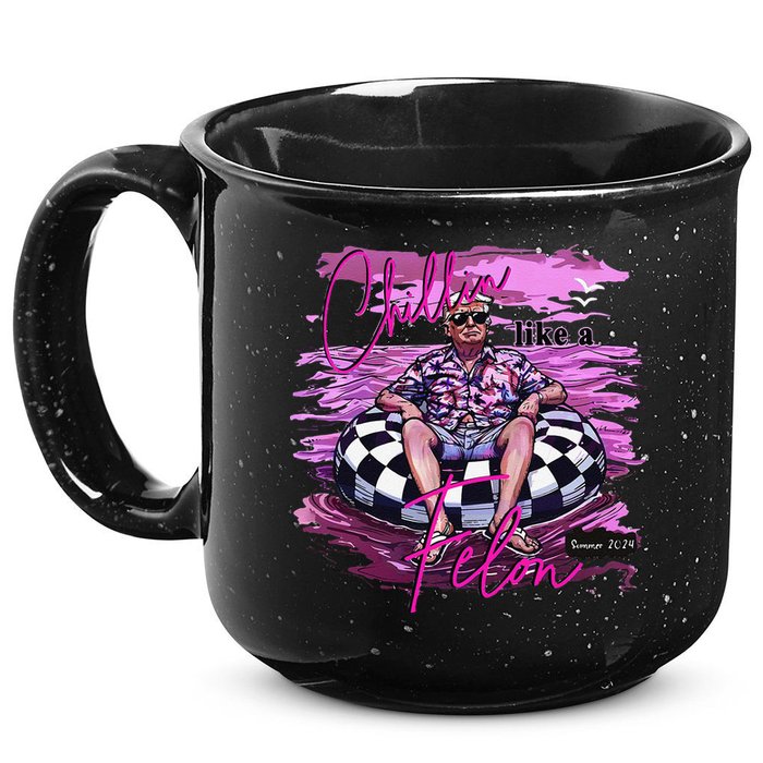 Chillin Like A Felon Retro Summer Pink Funny Trump 2024 Gift 15oz Campfire Ceramic Mug