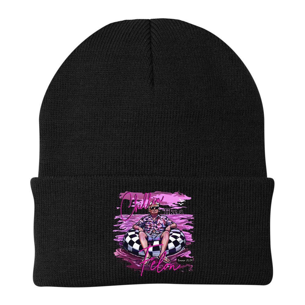 Chillin Like A Felon Retro Summer Pink Funny Trump 2024 Gift Beanie