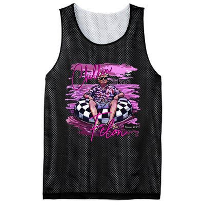 Chillin Like A Felon Retro Summer Pink Funny Trump 2024 Gift Mesh Reversible Basketball Jersey Tank