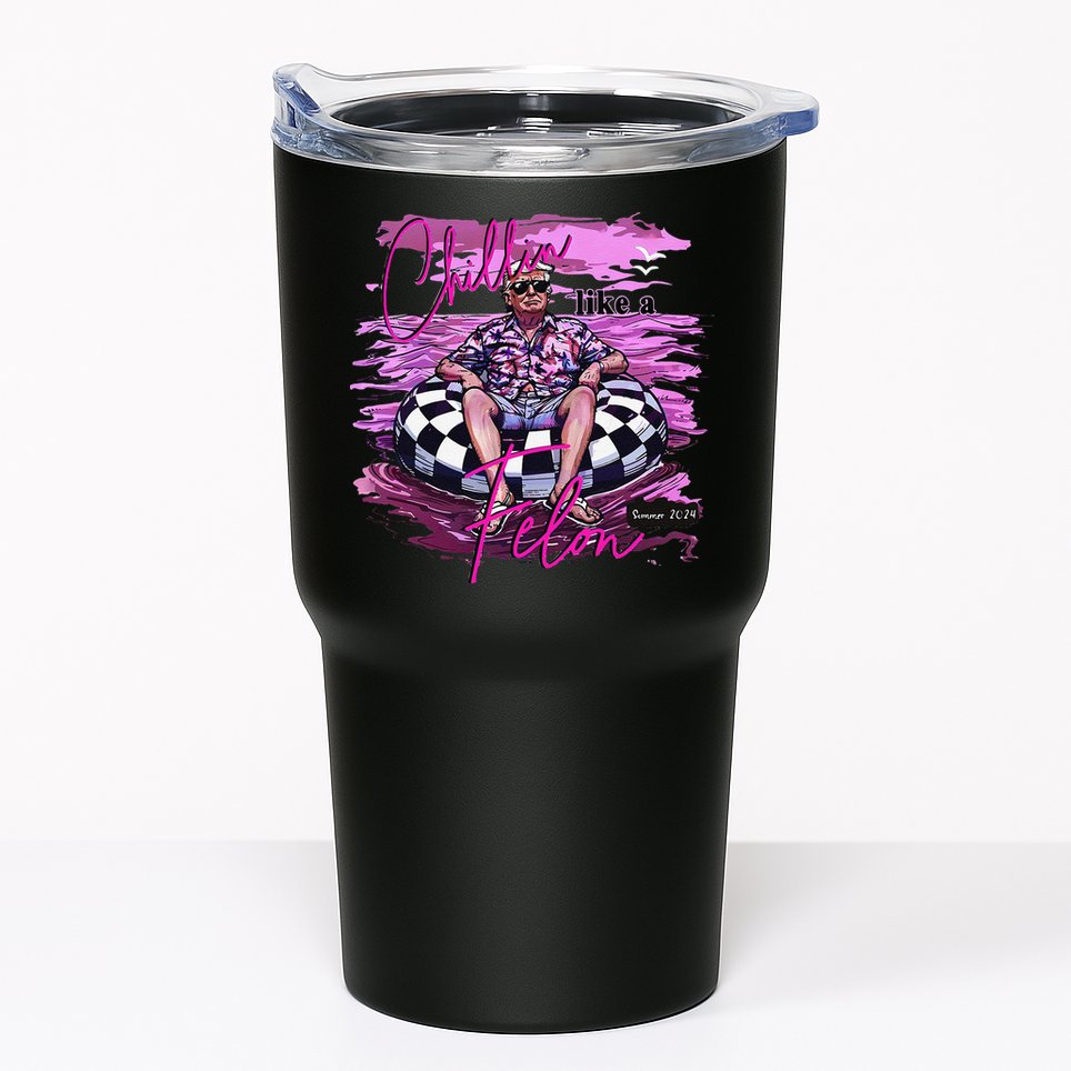 Chillin Like A Felon Retro Summer Pink Funny Trump 2024 Gift Tumbler
