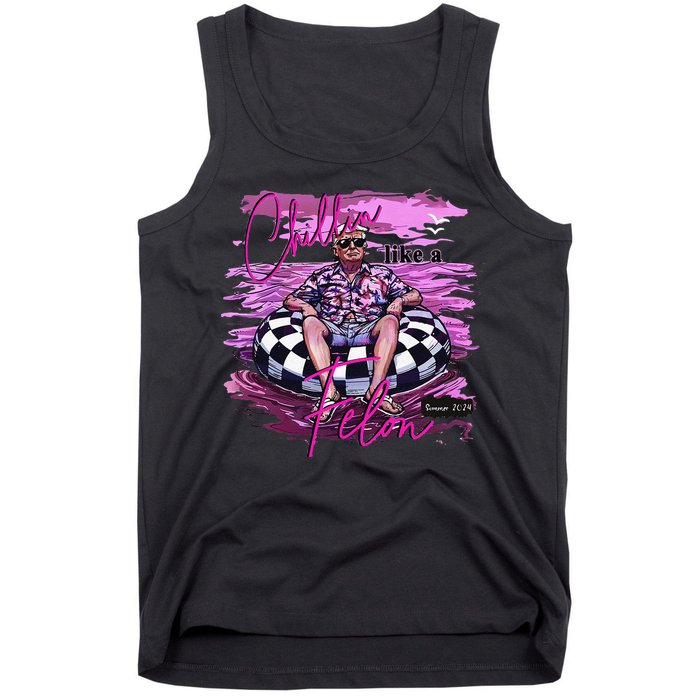 Chillin Like A Felon Retro Summer Pink Funny Trump 2024 Gift Tank Top