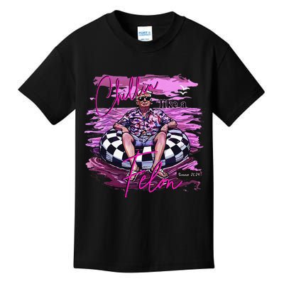 Chillin Like A Felon Retro Summer Pink Funny Trump 2024 Gift Kids T-Shirt