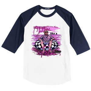 Chillin Like A Felon Retro Summer Pink Funny Trump 2024 Gift Baseball Sleeve Shirt