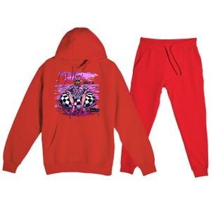 Chillin Like A Felon Retro Summer Pink Funny Trump 2024 Gift Premium Hooded Sweatsuit Set