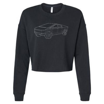 Cybertrucks Line Art Futuristic Truck Cyber Cropped Pullover Crew