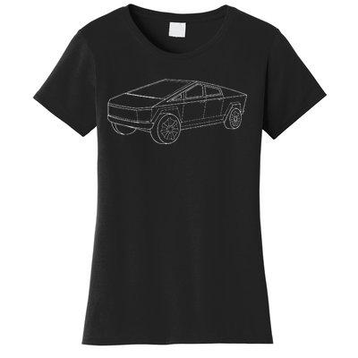 Cybertrucks Line Art Futuristic Truck Cyber Women's T-Shirt