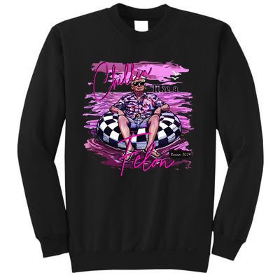 Chillin Like A Felon Retro Summer Pink Funny Trump 2024 Sweatshirt