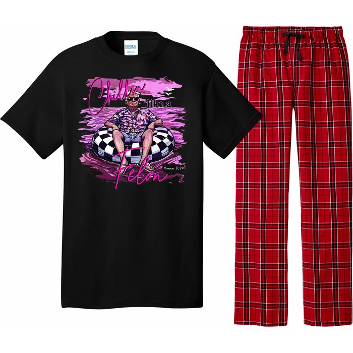 Chillin Like A Felon Retro Summer Pink Funny Trump 2024 Pajama Set