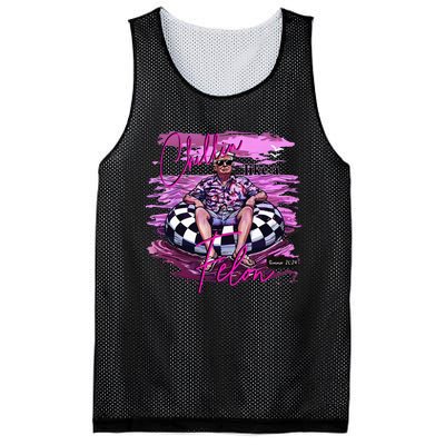 Chillin Like A Felon Retro Summer Pink Funny Trump 2024 Mesh Reversible Basketball Jersey Tank