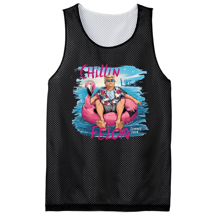 Chillin Like A Felon Funny Trump For President Summer 2024 Mesh Reversible Basketball Jersey Tank