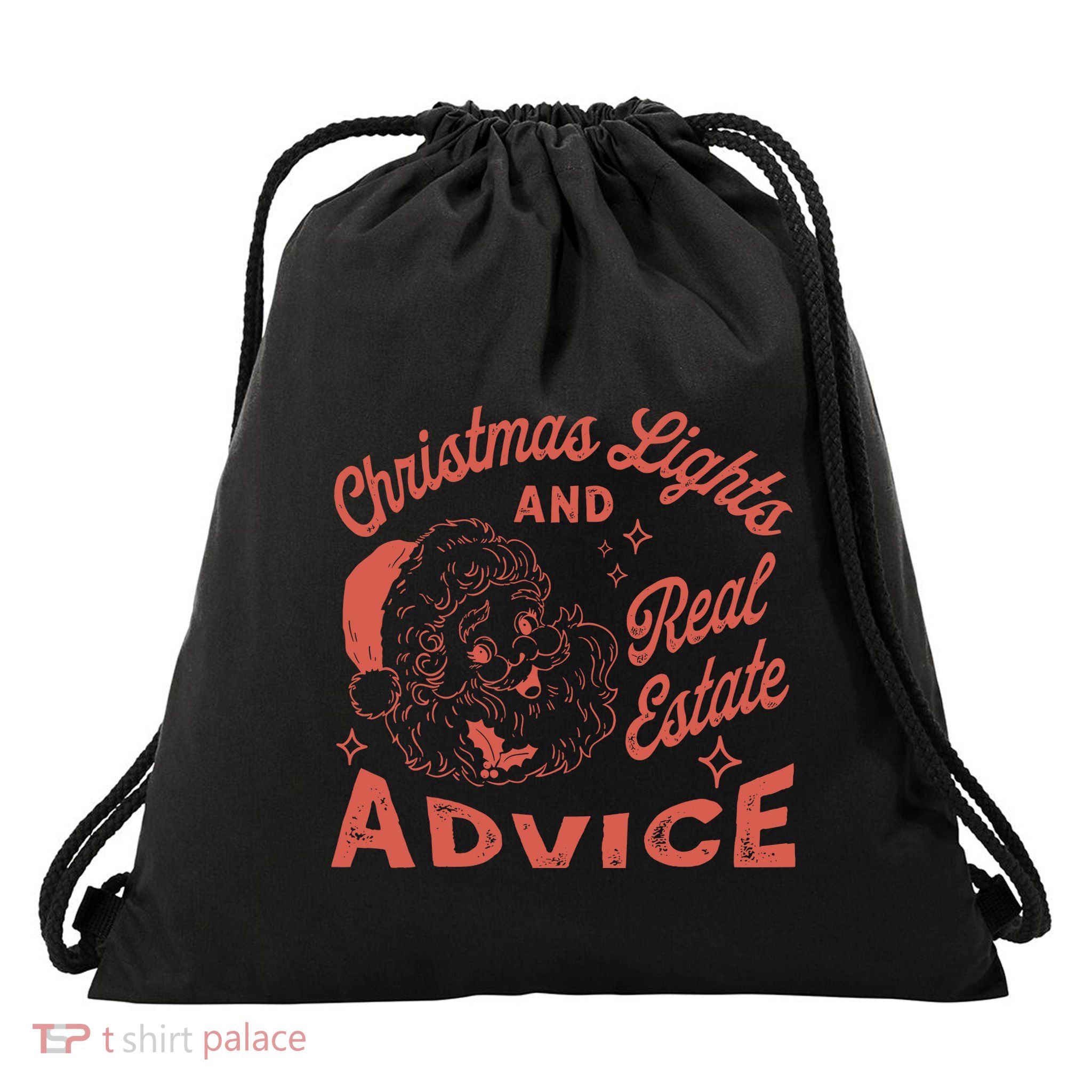 Christmas Light And Real Estate Advice Santa Claus Drawstring Bag