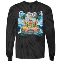 Chillin Like A Felon Funny Cool Trump 2024 Tie-Dye Long Sleeve Shirt