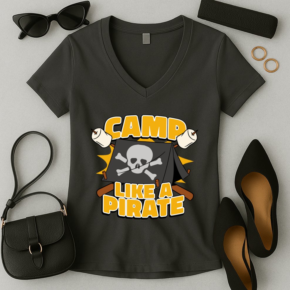 Camp Like A Pirate Women's V-Neck T-Shirt