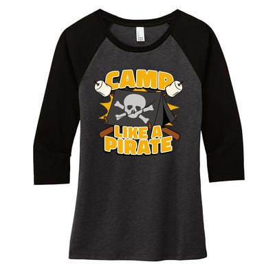 Camp Like A Pirate Women's Tri-Blend 3/4-Sleeve Raglan Shirt