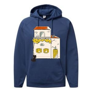 Cats Look At Each Other Performance Fleece Hoodie