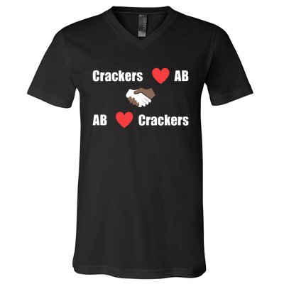 Crackers Love Ab Ab Love Crackers V-Neck T-Shirt