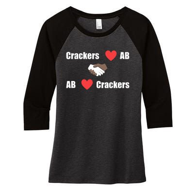 Crackers Love Ab Ab Love Crackers Women's Tri-Blend 3/4-Sleeve Raglan Shirt