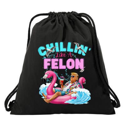 Chillin Like A Felon Summer Retro Pool Drawstring Bag