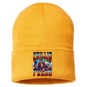 Chillin Like A Felon Trump President 2024 Take America Back Sustainable Knit Beanie