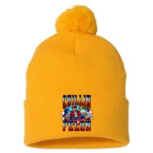 Chillin Like A Felon Trump President 2024 Take America Back Pom Pom 12in Knit Beanie