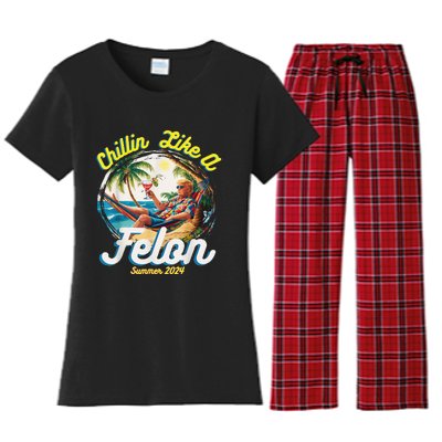 Chillin Like A Felon Summer 2024 Women's Flannel Pajama Set