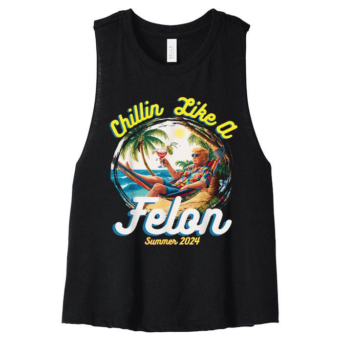 Chillin Like A Felon Summer 2024 Women's Racerback Cropped Tank