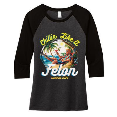 Chillin Like A Felon Summer 2024 Women's Tri-Blend 3/4-Sleeve Raglan Shirt