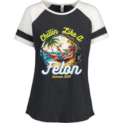 Chillin Like A Felon Summer 2024 Enza Ladies Jersey Colorblock Tee