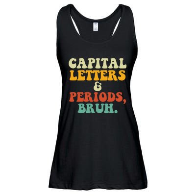 Capital Letters And Periods Bruh Ela Teacher Funny Ladies Essential Flowy Tank