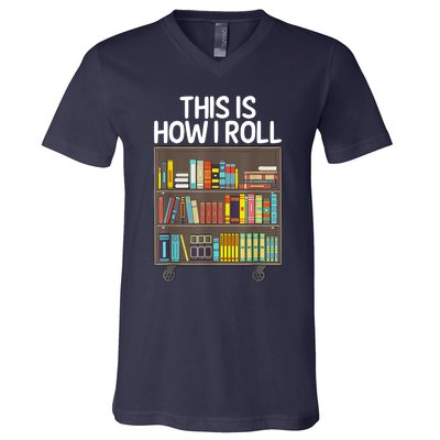 Cute Library Art Book Reader School Librarian V-Neck T-Shirt